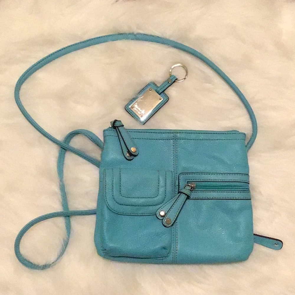 Tignanello Blue Shoulder/Crossbody Purse with Keychain